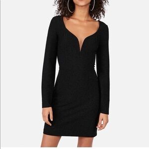 Express Black Long Sleeve Midi Dress